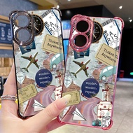 for Reno13 Reno12 Reno11 F Reno 6 Z 5G Ticket Plane Clear Plating Case Anti Drop Cover