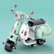 Beloved Little Motorcycle Electric Vehicle Building Blocks Scooter Little Sheep Girl Assembled Toys 