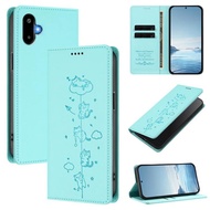 New Cute Cats Embossed RFID Vegan Leather Phone Case For Samsung Galaxy M56 5G/Samsung Galaxy M15 5G