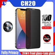 2IN1 10D Fully Privacy Glass for iphone 12 pro max se 2020 13 11 pro max xs max xr 7 8 6s plus full cover tempered glass 45 degree privacy screen protector + HD camera lens film