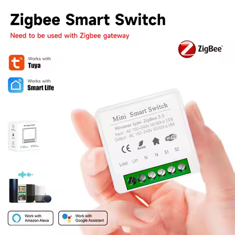 iHseno Tuya ZigBee Smart Switch 2 Way Control Breaker Relay 16A Smart Life APP Voice Control with Al