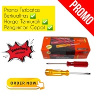 Obeng ketok plus minus (-) 8 Inc magnet Transparan 20cm gagang plastik