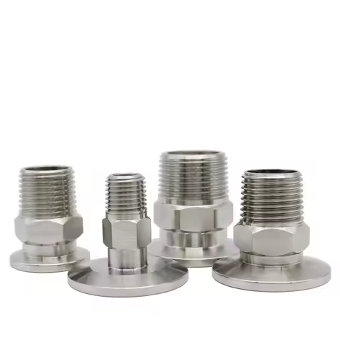 KF16 ~ KF25 Flange Adapter Hexagonal External Thread 3/4''~1'' PT Outer Diameter Vacuum Stainless St