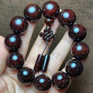 African Small Leaf Red Sandalwood Bracelet Old Material Full of Gold Stars High Oil Density Red Sand