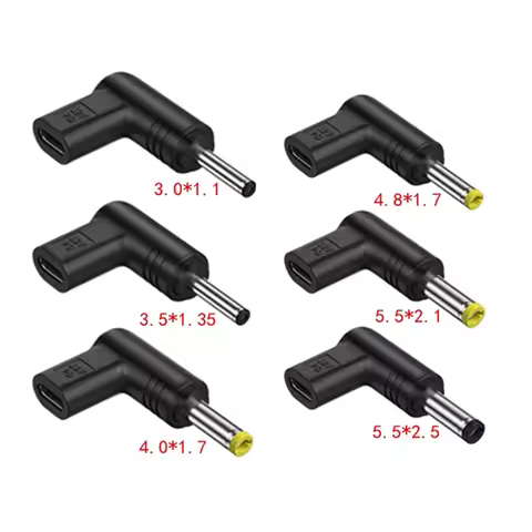 Laptop DC Power Adapter Kits USB Type C Female to DC Plug Power Connector 3.0x1.1mm/3.5x1.35mm/4.8x1