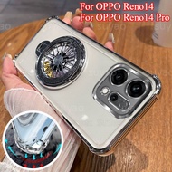 For OPPO Reno14 Reno 14 Pro 5G Phone Case Ring Holder TPU Clear Plating Casing Transparent Anti Drop