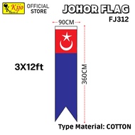 KIJO 3x12ft/ 90cm x 360cm EXTRA BIG Johor Flag Cotton Flag   -FJ312