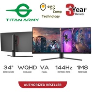 TITAN ARMY 34” Curved Ultrawide 2K WQHD 144Hz 1ms 21:9 Gaming Monitor (C34CHR)