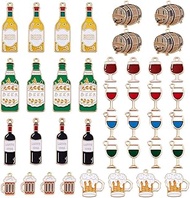 40pcs Drinking Charms 10 Styles Sweet Enamel Charms Beer and Wine Keychain Alloy Enamel Charms for E