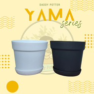 Daddy Potter 9 inches Big durable White Black Plastic Pots - Yama Series