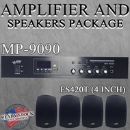 [1 SET] BLUETOOTH 50W PUBLIC ADDRESS AMPLIFIER USB-50D / MP-9090 + 4" JDM FS420T WALL SPEAKER PACKAG