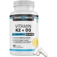 Vitamin K2 D3 w/Calcium and Bioperine, Vitamin K2 (MK7) with D3 plement Non-GMO, Vitamin D3, Vitamin