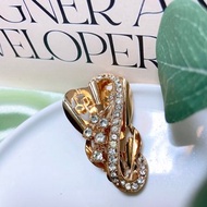 【西洋古董飾品】高級波曲華麗綻放花卉鑲嵌鑽 胸針胸章