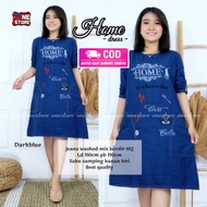 Dress Jeans Wanita Mini Dress Lepis Bordir Dress Lengan Pendek Homey Dress Daster Jeans Rit Shop