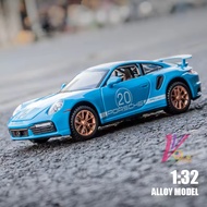 Metal 1:32 Scale Porsche 911 Turbo S Racing Alloy Model Car Vehicles Sound Light Simulation Diecast 