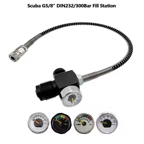 G5/8" DIN 232/300 BAR Fill Station Charging Adapter For Diving Big Tank to Small Bottle,250Bar,40Mpa