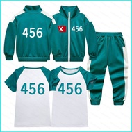 3PCS/set Squid Game 456 222 390 coat trousers printing T-shirt cosplay cloth for kids sportswear