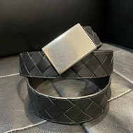💎Han's house精品服飾💎BOTTEGA VENETA BV 黑色 編織 皮帶 真皮 意大利製 寬3.5cm