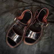 LeatherSandals 復刻法軍公發皮革涼鞋-茶芯黑色