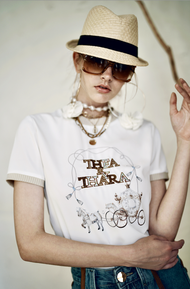 Thea by Thara เสื้อ t-shirt ผ้า silky งานพิมพ์ปักงาน embroideries BL013WHFA24_Tee Shirt with embroid