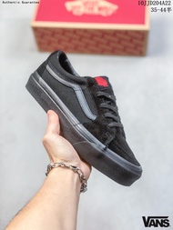 แวนส์ Vans SK8 Low Black Samurai All Black Suede and Canvas Low Top Skate Shoes ของ แท้ Outdoor Shoe