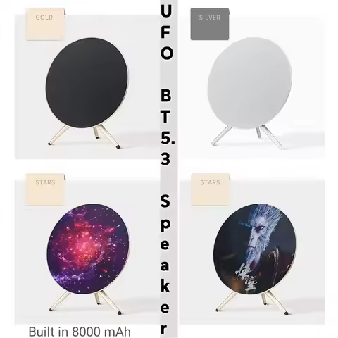 80W Home Theater New Design UFO BT5.3 Speaker FM LED Light Outdoor Subwoofer Clear Sound Wireless Ca