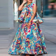 VONDA | Vonda ชุดเสื้อผ้ากุลสตรีโอเวอร์ไซส์แขนกุดสำหรับ2024ฤดูร้อนชุดลายโบฮีเมียนแบบลำลองสำหรับกระโป