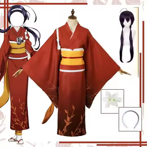 Anime Bungo Izumi Kyouka Cosplay Costume Stray Japanese Kimono Yukata Wig Suit for Women Halloween C