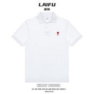 Authentic NEW Ami Paris Correct Small Love Embroidery Two-button Polo Collar Shirt Ins Mens And Wome