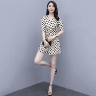 Polka Dot High Waist Jumpsuit Women's Clothing 2023 Summer Korean Version Small Jumpsuit Slimmer Look Wide Leg Pants Suit