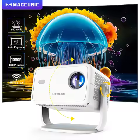 Magcubic L018 8K Android14 Projector 650ANSI Auto Focus & Keystone 1080P 360° Rotate Wifi6 BT5.4 Por