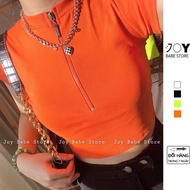 JOY BABE style crop top street girl shirt y2k style zipper shirt sexy baby t-shirt high neck tee 2E 