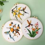 [XYZ] Diy Handmade Embroidery Material Kit Hummingbird Kingfisher Flower Bird Flying Bird Fabric Emb
