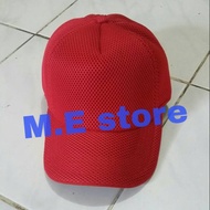 MERAH Red and white mesh hat plain red and/ hat red hat