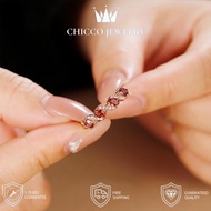 MAWAR MERAH Women's rose gold ring with red garnet stone Korean style fashionable and trendy Suitabl