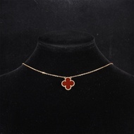 VAN CLEEF&ARPELS(梵克雅寶) Vintage Alhambra 中號單花項鏈 新扣 18K黃金/紅玉髓 項鏈 黃金