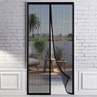 Black Pet Friendly Magnetic Screen Door, Durable Mesh Curtain With Self-Sealing Center, Hands-Free E
