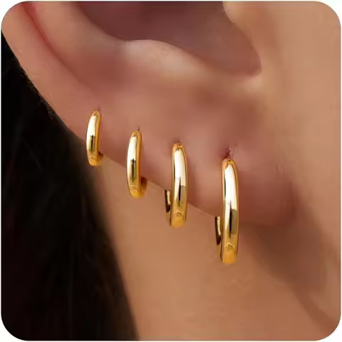 4Pair/set Stainless Steel Circle Hoop Earrings for Women Classic Small Helix Hoops Loop Ring Huggie 