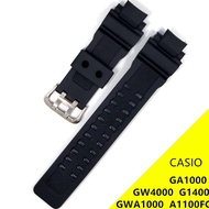PU Watchband for Casio G-Shock Straps and Clasps GA-1000 GA-1100 GW-4000 GW-A1100 G-1400 Sport Waterproof Replacement Bracelet Band Black