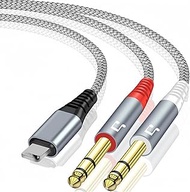 Lighting to Dual 1/4 inch Audio Cable, Dual 6.35mm TS Y-Splitter Audio Cord for i phone14/13 Link to