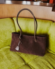 Aria Long Top Handle Suede Bag หนังกลับเเท้