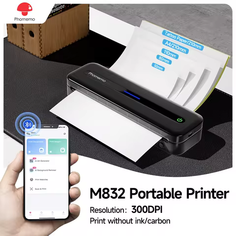 Phomemo M832 Portable Printer Printers Wireless Bluetooth Inkless Printer Thermal Printer Compatible