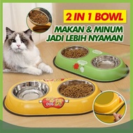 (The Bool's) 2-in-1 Stainless Steel Pet Feeder for Cats and Dogs Double Bowl Anti-Rust