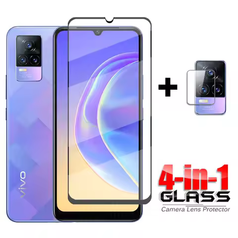 4-in-1 For Glass Vivo V21 5G Full Cover Tempered Glass V17 V19 Y20 Y16 V11 V20 SE Y02 02S Screen Pro