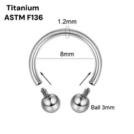 F136 Titanium Horseshoe 16G 8mm Internally Threaded Septum Piercing Jewellery Earring 1 piece