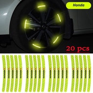 20pcs Car Tire Sticker Wheel Hub Reflective Strips for Honda City Brio BRV CRV Civic HRV Jazz Odyssey Accord Accessories