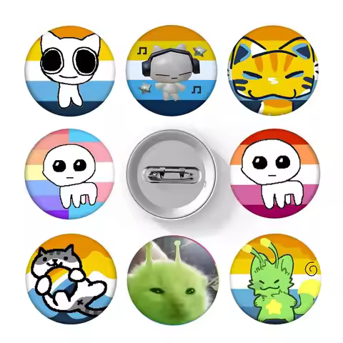 1pc Aroace Pride Anime Cartoon Style Badge Brooches On Backpack Decoration Round Enamel Pins For Acc