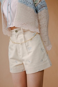 小花刺繡牛仔短褲
