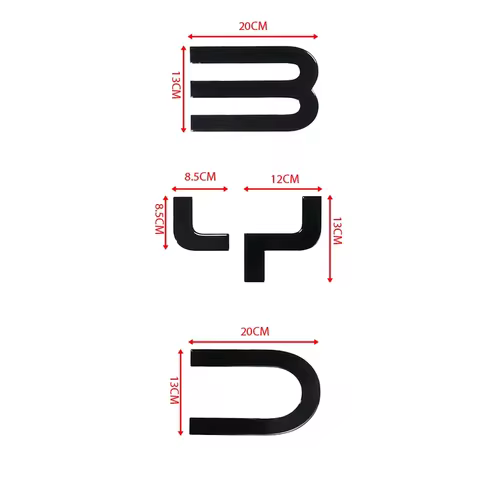 For BYD Shark 6 Front Badge Letter 3D Badge Logo Sticker Glossy Black Sticker Decoration Automobiles