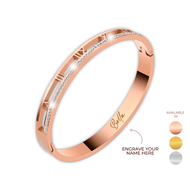 CELOVIS Lucius Hollow Roman Numeral Closed Hinged Bangle for Women ( 18K Rose Gold/ Gold/ Silver )